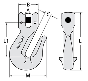 G100 Grab Hook Clevis Dimensions