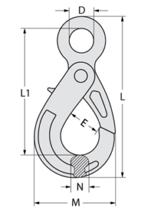 G100 Self Locking Hook Eye Dimensions