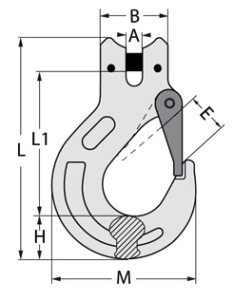 G100 Sling Hook Clevis Dimensions