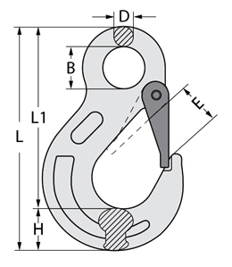G100 Sling Hook Eye Dimensions