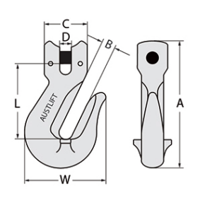 G80 clevis Grab Hook dimensions