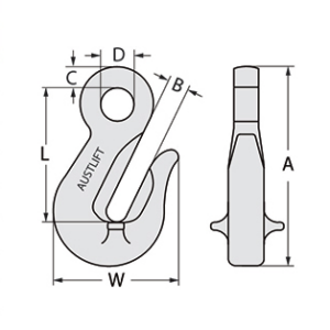 G80 Eye Grab Hook Dimensions