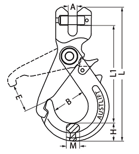 G80 Grip Self Locking Hook Clevis Dimensions