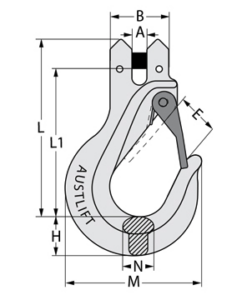 G80 Sling Hook Clevis Dimensions