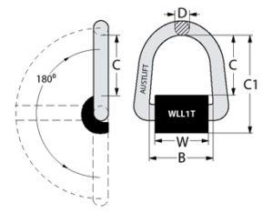 G80 Weld-On Lifting Point Dimensions
