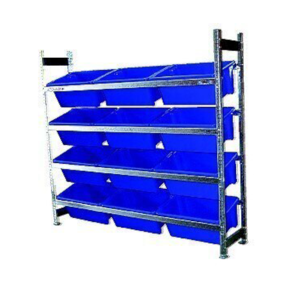4 Level Bin Action Rack with 12 Blue 52L Bins