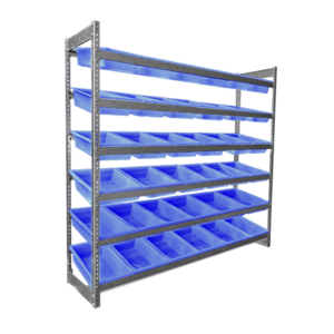 6 Level Bin Action Rack with 36 Blue 13L Bins