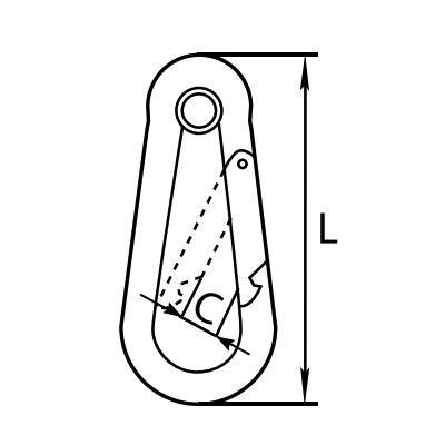 G316 Snap Hook - C/W Eyelet, AISI 316, DIN5299 - Image 2