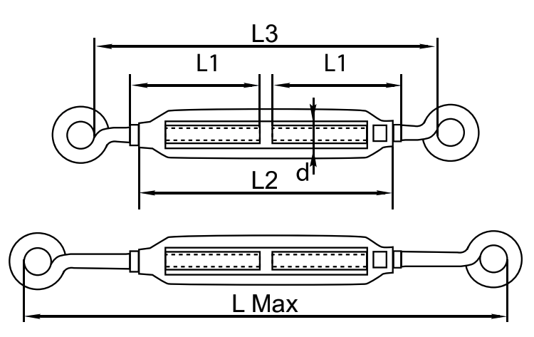 G316 Turnbuckle - Eye & Eye, AISI 316 - Image 2